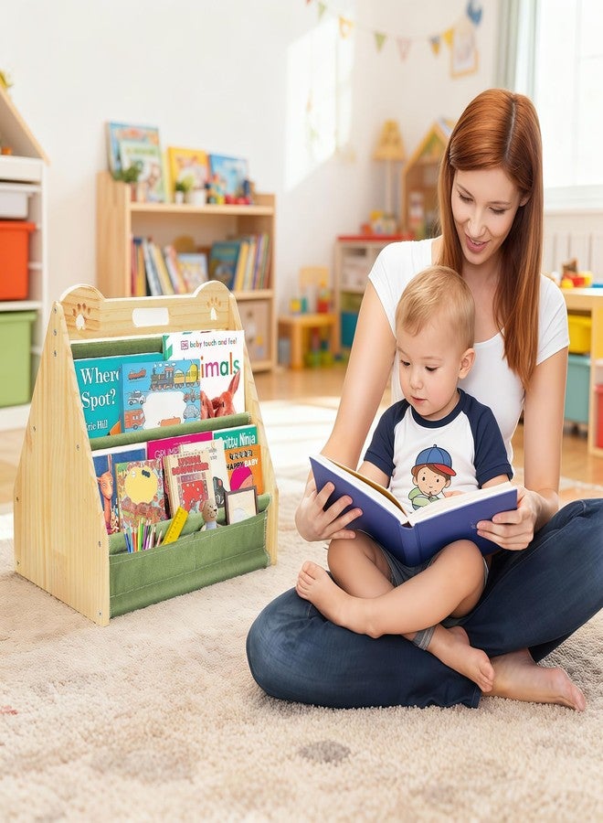 dakewang Small Bookshelf for Kids and Toddler, Double-Sided Baby Bookshelf, Montessori Kids Bookcase, Baby Book Shelf for Nursery (Green) - Image 2