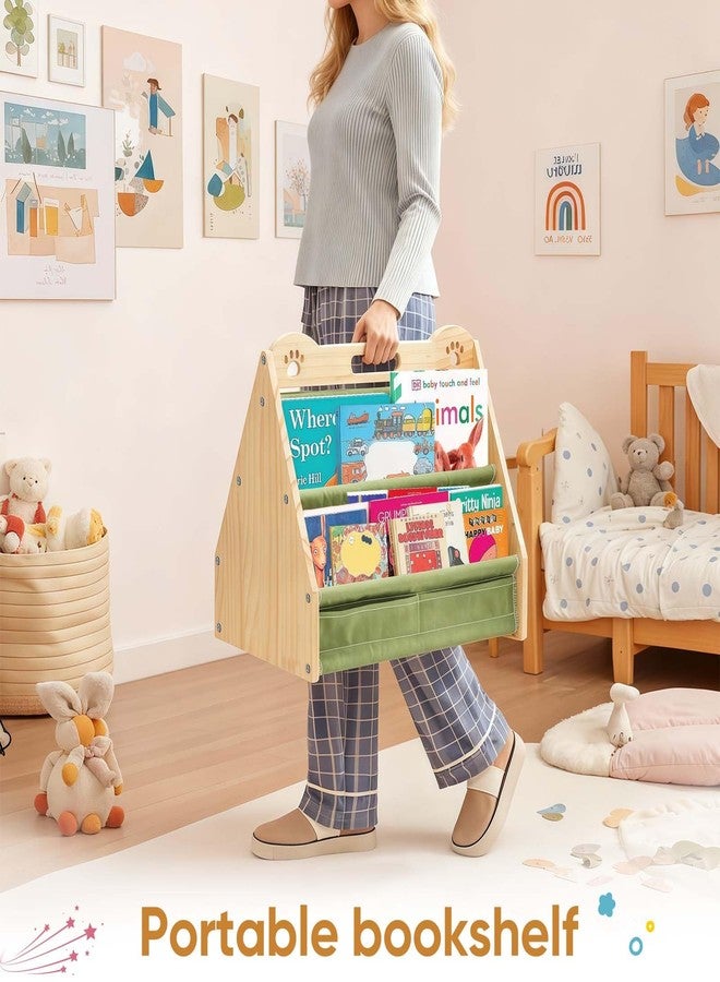 dakewang Small Bookshelf for Kids and Toddler, Double-Sided Baby Bookshelf, Montessori Kids Bookcase, Baby Book Shelf for Nursery (Green) - Image 3