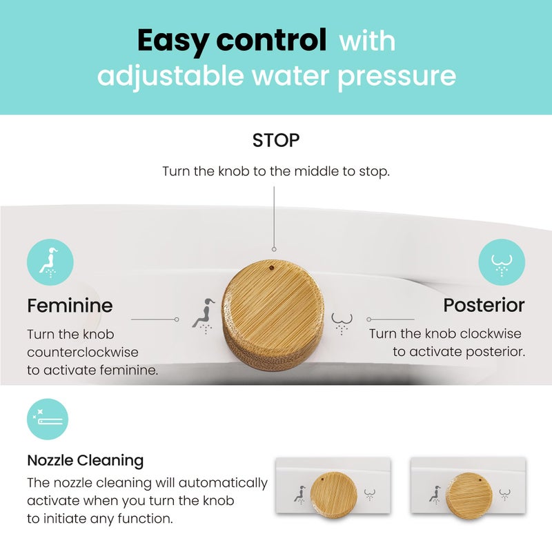 VOVO Nature 7 Non-electric Bidet Toilet Seat, Fits Elongated Toilets, Ambient Water Temperature, Easy Installation - White - Image 4
