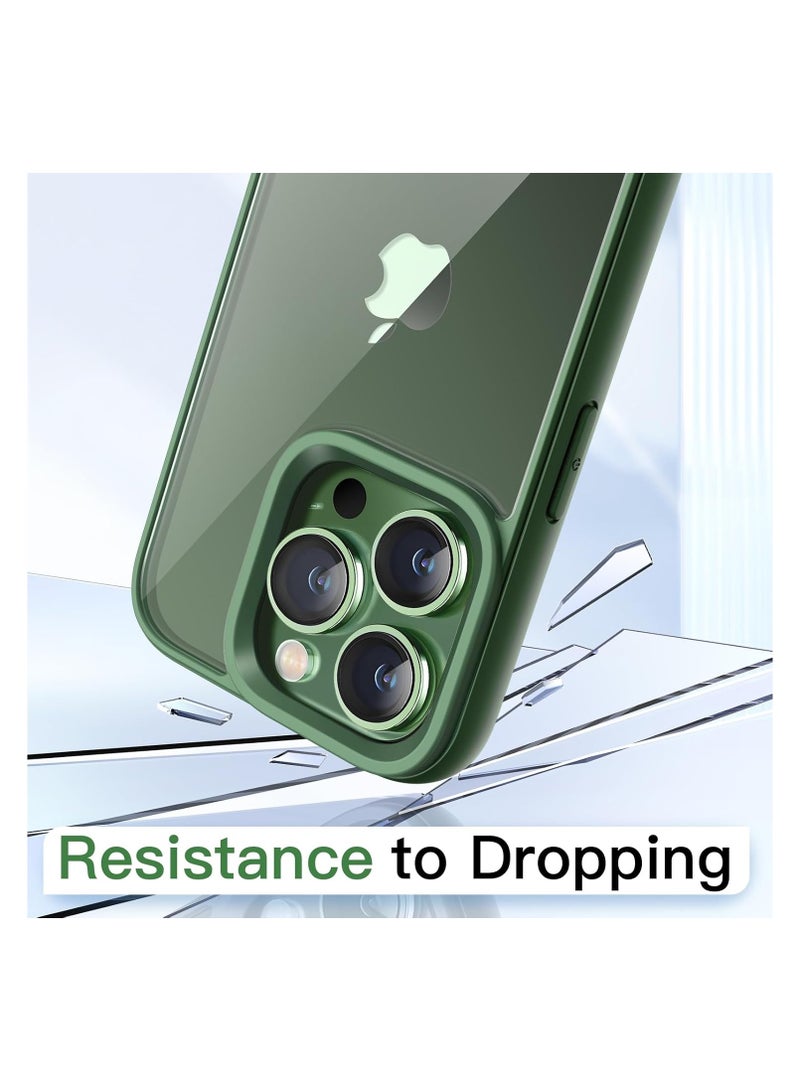 Case for iPhone 15 Pro , Shockproof Phone Bumper Cover, Solid Color Matte TPU Frame, Anti-Scratch Clear Back(Green) - Image 3