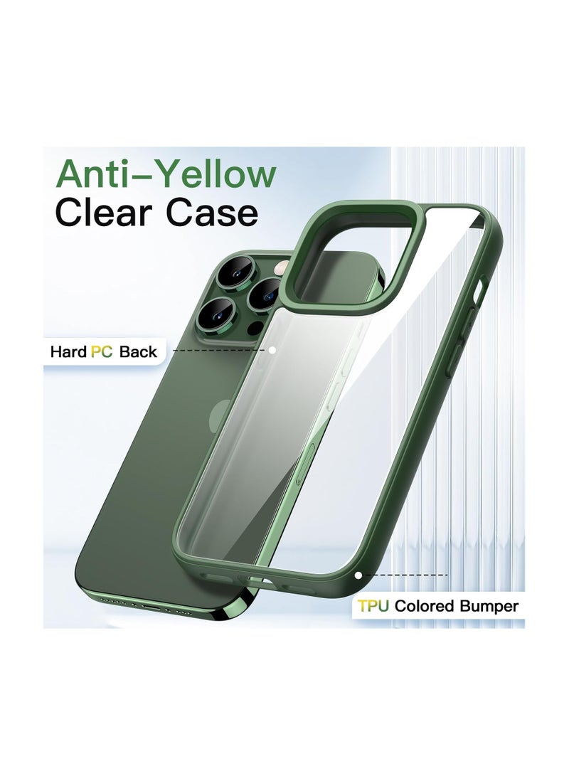 Case for iPhone 15 Pro , Shockproof Phone Bumper Cover, Solid Color Matte TPU Frame, Anti-Scratch Clear Back(Green) - Image 4
