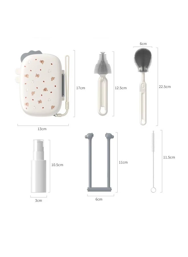 Aissiora Baby bottle cleaning brush set, multi-functional baby bottle brush, comes with drying rack and storage box. - Image 2