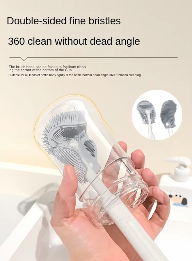 Aissiora Baby bottle cleaning brush set, multi-functional baby bottle brush, comes with drying rack and storage box. - Image 4