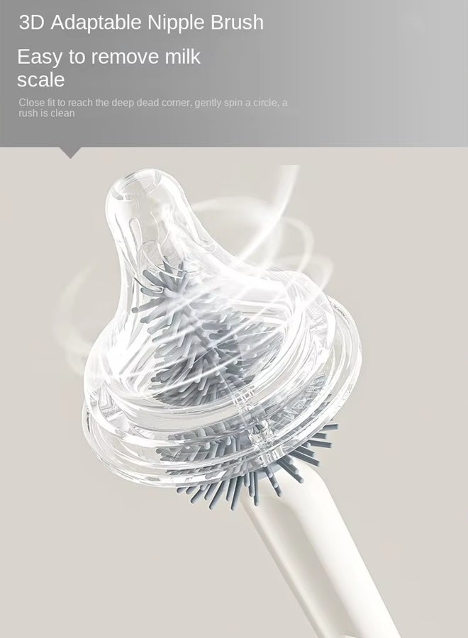 Aissiora Baby bottle cleaning brush set, multi-functional baby bottle brush, comes with drying rack and storage box. - Image 3