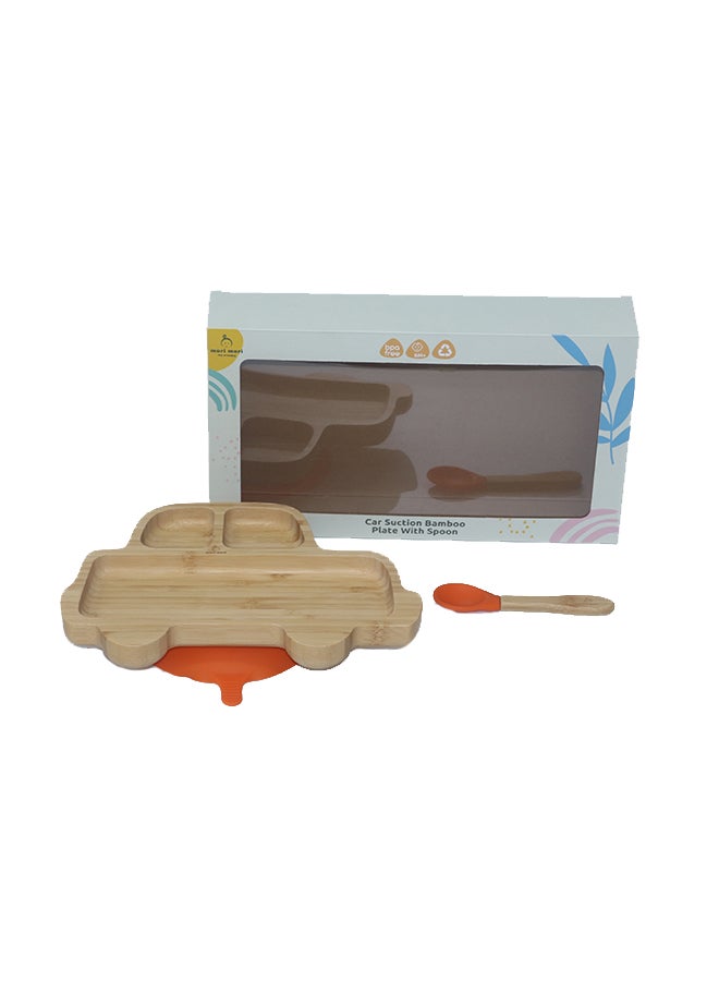 Mori Mori Car Plate With Spoon And Silicone Suction - Orange - Image 1