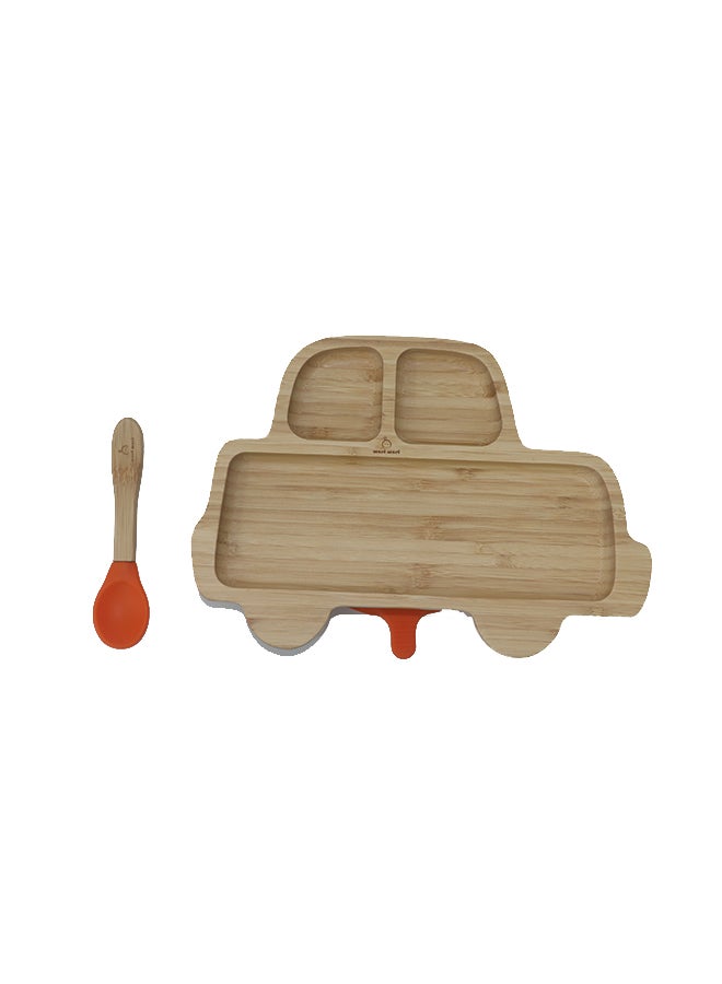 Mori Mori Car Plate With Spoon And Silicone Suction - Orange - Image 3