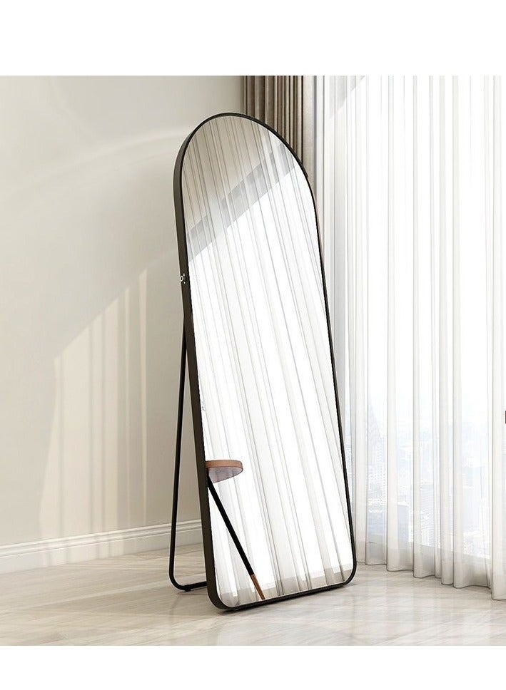 الأزرق جي دبليو مرآة مقوسة كاملة الطول بزاوية مستديرة - مرآة مقوسة كاملة الطول بزاوية مستديرة - زجاج عالي الدقة قائم ومثبت على الحائط بزوايا قابلة للتعديل بإطار من الألومنيوم المتين ديكور منزلي عصري وأنيق لغرفة النوم غرفة المعيشة مدخل غرفة الملابس خزانة المدخل والممر - تصميم متين عالي الجودة (أسود) - Image 4