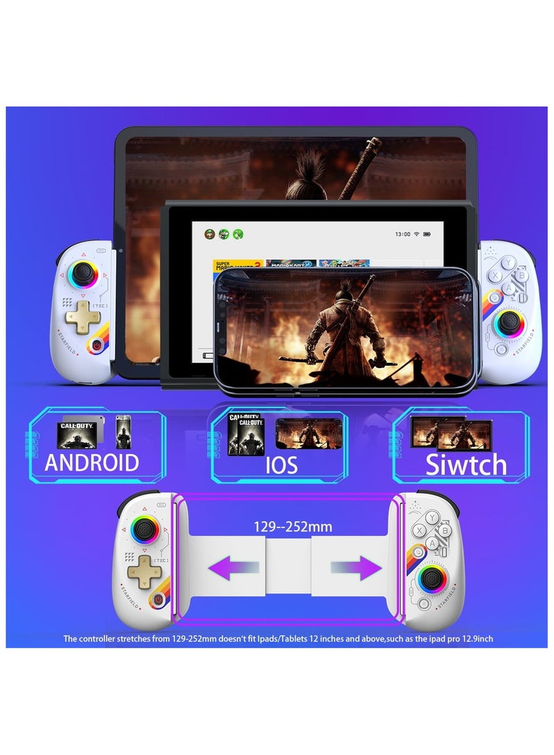 جهاز تحكم الألعاب المحمول D8 للآيفون/أندرويد/آيباد/التابلت، للعب Xbox Cloud، PlayStation Remote Play، Steam/PC، وSwitch! عصا تحكم RGB Hall/زر الإطلاق، جهاز تحكم ألعاب محمول بلوتوث لاسلكي. - Image 4