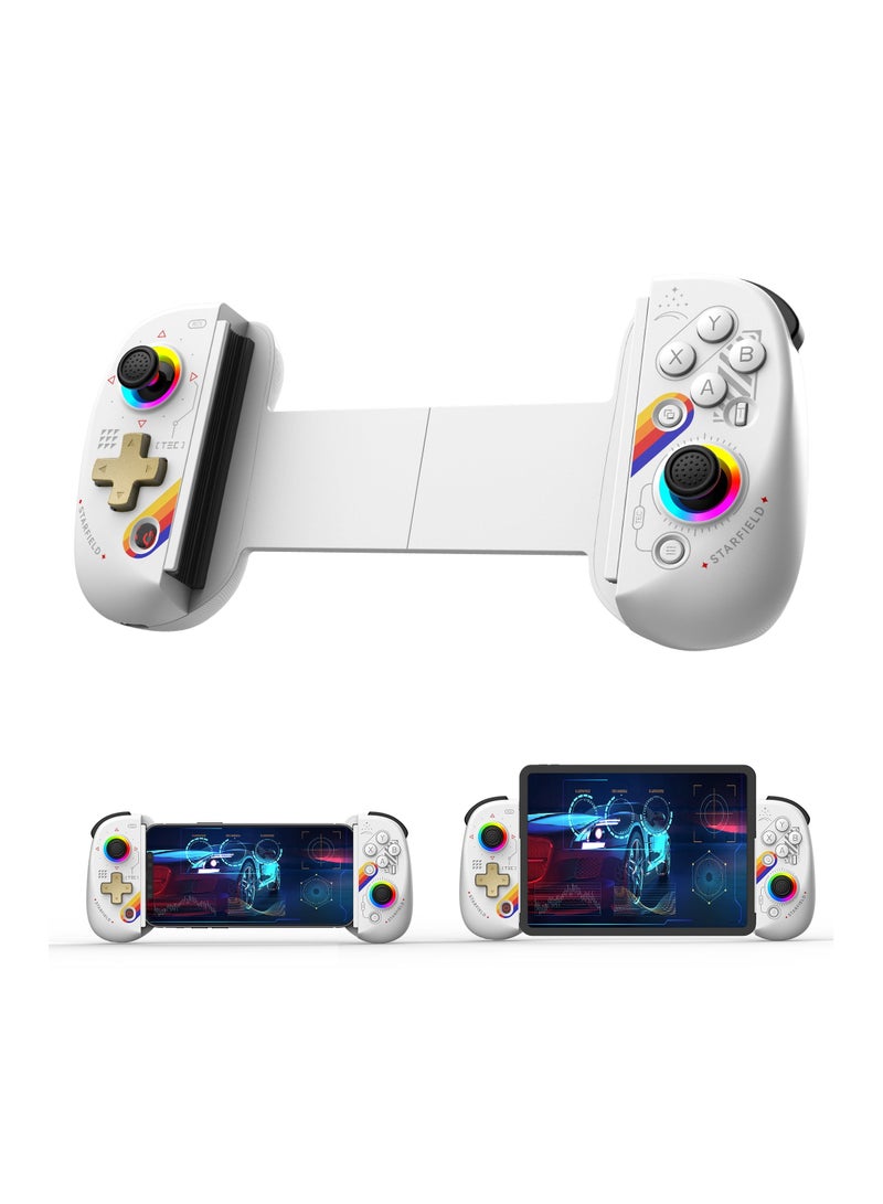 جهاز تحكم الألعاب المحمول D8 للآيفون/أندرويد/آيباد/التابلت، للعب Xbox Cloud، PlayStation Remote Play، Steam/PC، وSwitch! عصا تحكم RGB Hall/زر الإطلاق، جهاز تحكم ألعاب محمول بلوتوث لاسلكي. - Image 1