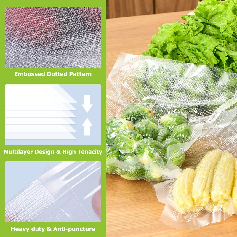 Bonsenkitchen Vacuum Sealer Rolls Bags, 6 Pack 3 Rolls 11" x 20' + 3 Rolls 8" x 20' Commercial Grade BPA Free Bag Rolls, Durable Customized Size Food Vac Bags for Storage and Sous Vide Cooking VB3211 - Image 5