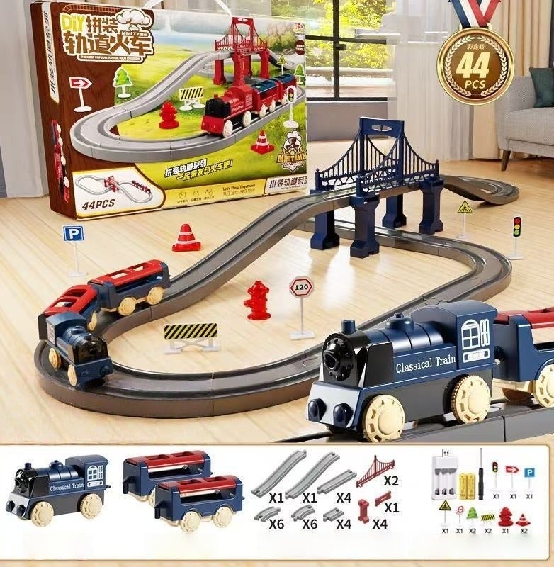 MIXDE 90cm electric rail train playset Electric high-speed rail train toys Assemble the rail train set Model train toys Train toys with tracks Birthday present Toys for boys - Image 1