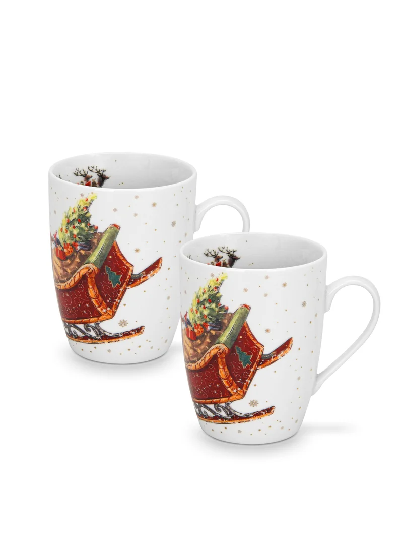 فيسمان 2-Piece Mug 360ml Christmas New Bone China, Christmas Holiday Season Collection Dinnerware