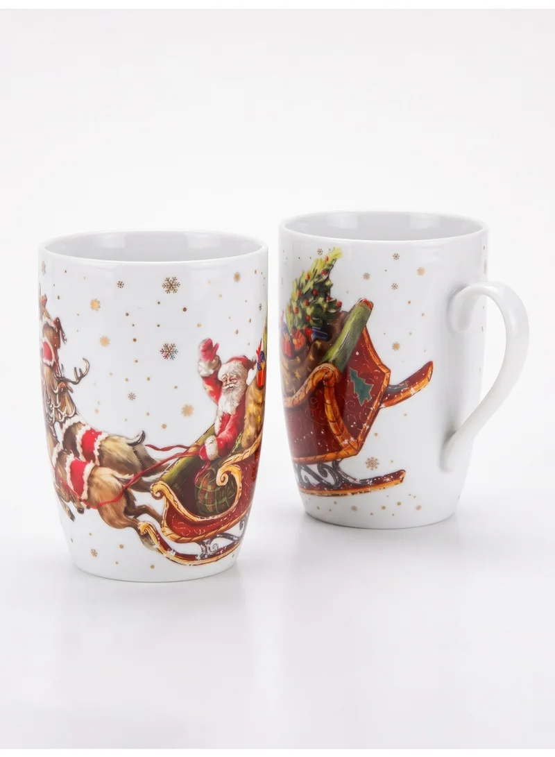 Fissman 2-Piece Mug 360ml Christmas New Bone China, Christmas Holiday Season Collection Dinnerware