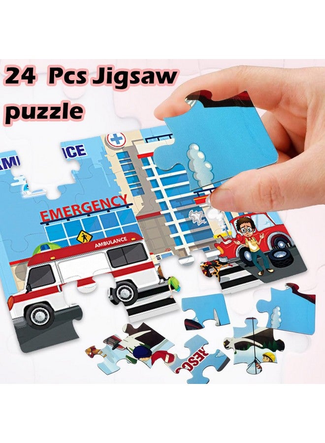 فنبلاست ألغاز الصور المقطوعة من فن بلاست للأطفال، ألغاز سيارات الإسعاف، ألغاز أرضية للأطفال، ألعاب ألغاز تعليمية للأطفال من سن 3 سنوات فما فوق، 24 قطعة (متعددة الألوان) - Image 4