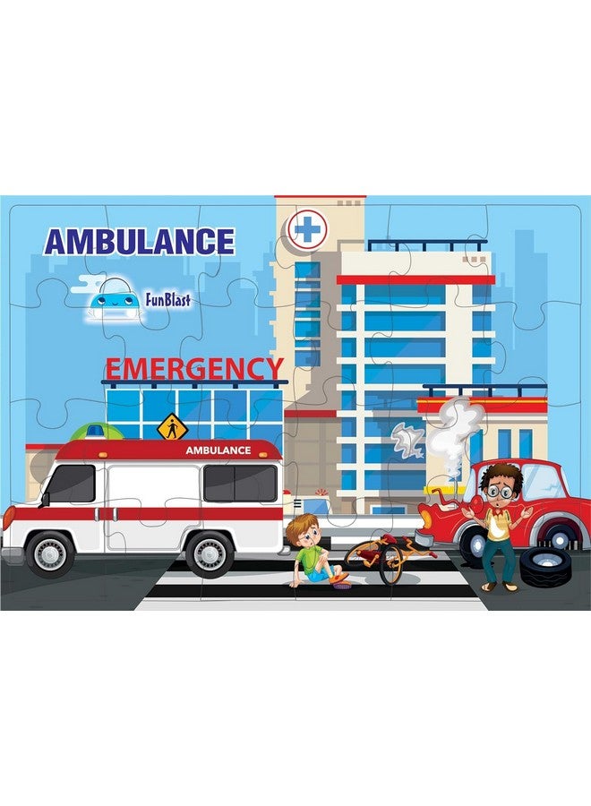 فنبلاست ألغاز الصور المقطوعة من فن بلاست للأطفال، ألغاز سيارات الإسعاف، ألغاز أرضية للأطفال، ألعاب ألغاز تعليمية للأطفال من سن 3 سنوات فما فوق، 24 قطعة (متعددة الألوان) - Image 1
