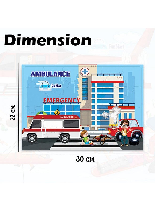 فنبلاست ألغاز الصور المقطوعة من فن بلاست للأطفال، ألغاز سيارات الإسعاف، ألغاز أرضية للأطفال، ألعاب ألغاز تعليمية للأطفال من سن 3 سنوات فما فوق، 24 قطعة (متعددة الألوان) - Image 2