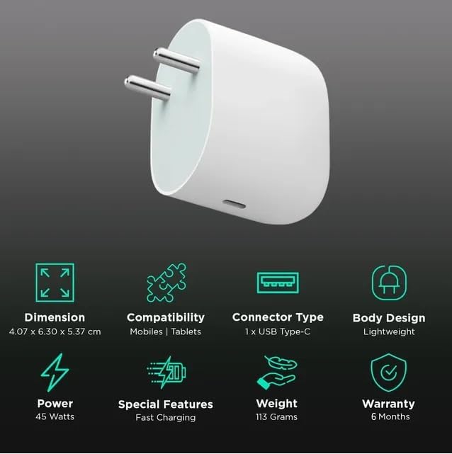 CSODINCE 45W Type C Fast Charger Adapter,Compatible with Google Pixel 10/10 Pro/10 Pro XL/10 Pro Fold/9/9 Pro XL/9 Pro/9 Pro Fold/8/7/6/5 Series/Chromebook/Buds & More,Quick Charging USB C Adapter - Image 5