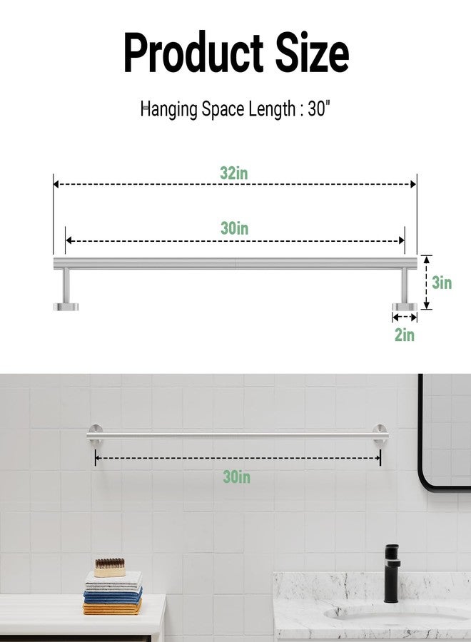 IOQ Brushed Nickel Towel Bar, 30 Inch Towel Rack for Bathroom Wall-Mounted, SUS304 Stainless Steel, Total Length 32 Inch - Image 2