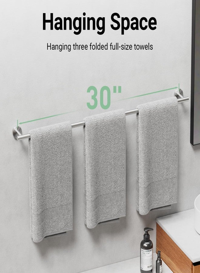 IOQ Brushed Nickel Towel Bar, 30 Inch Towel Rack for Bathroom Wall-Mounted, SUS304 Stainless Steel, Total Length 32 Inch - Image 4