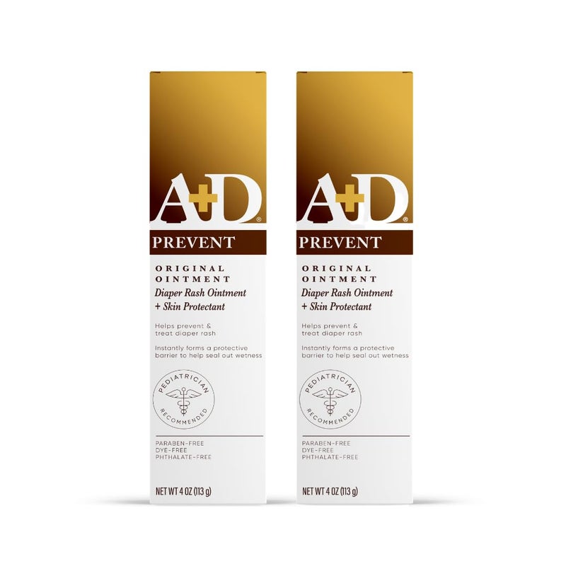 A + D مرهم A+D الأصلي لالتهاب الحفاضات - يمنع ويحمي التهاب الحفاضات - مرطب واقي للبشرة مع فيتامينات A و D - مرهم شفاء للبشرة الجافة والمتشققة - 4 أونصات، عبوتين - Image 1