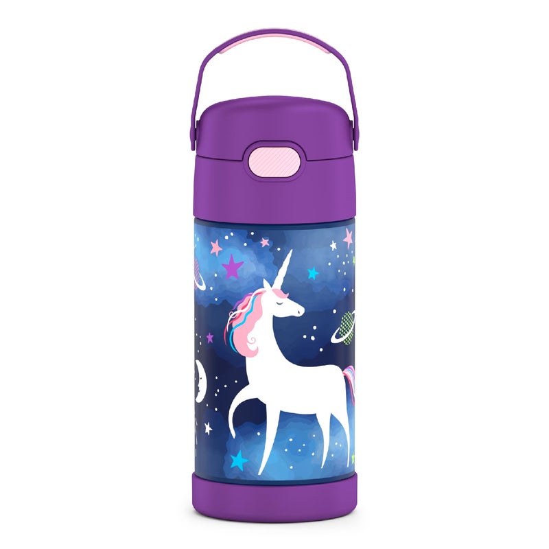 THERMOS THERMOS FUNTAINER Water Bottle with Straw  12 Ounce  Kids Stainless Steel Vacuum Insulated Water Bottle with Lid Space Unicorn