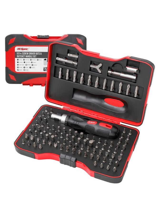 Hi-Spec - Hi-Spec 101pc Multi Bits Screwdriver & Ratcheting Handle Tool Set Kit. Complete 1/4” Hex Screwdriving with Tamper Proof Security Driver Bits - Image 1