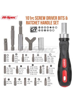 Hi-Spec Hi-Spec 101pc Multi Bits Screwdriver & Ratcheting Handle Tool Set Kit. Complete 1/4” Hex Screwdriving with Tamper Proof Security Driver Bits  - Image 2