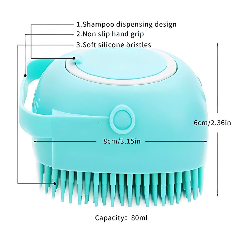 Zephorus Dog Cat Bath Brush Body Scrubber Shampoo Dispenser Remover For Shower Bathing And Soft Silicone Brushes For Pet Puppy Dogs Cat Rabbit Shampoo Dispenser (MultiColor) - Image 2