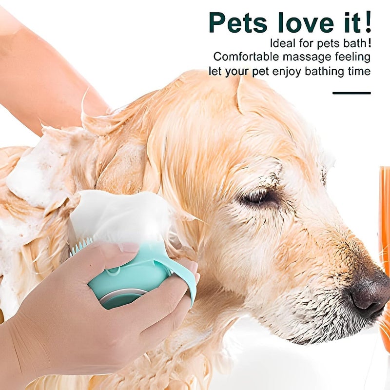 Zephorus Dog Cat Bath Brush Body Scrubber Shampoo Dispenser Remover For Shower Bathing And Soft Silicone Brushes For Pet Puppy Dogs Cat Rabbit Shampoo Dispenser (MultiColor) - Image 4