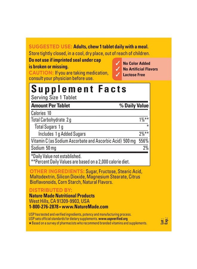 Nature Made - Chewable Vitamin C 500 Mg Tablets 150 Count Value Size To Help Support The Immune System - Image 1
