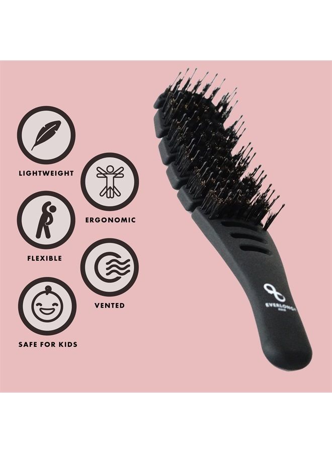 EVERLONG Flex Boar Bristle Brush by Everlong Hair, Flexible Brush for Detangling Wet or Dry Hair, For All Hair Types, Safe for Extensions & Wigs - Image 2