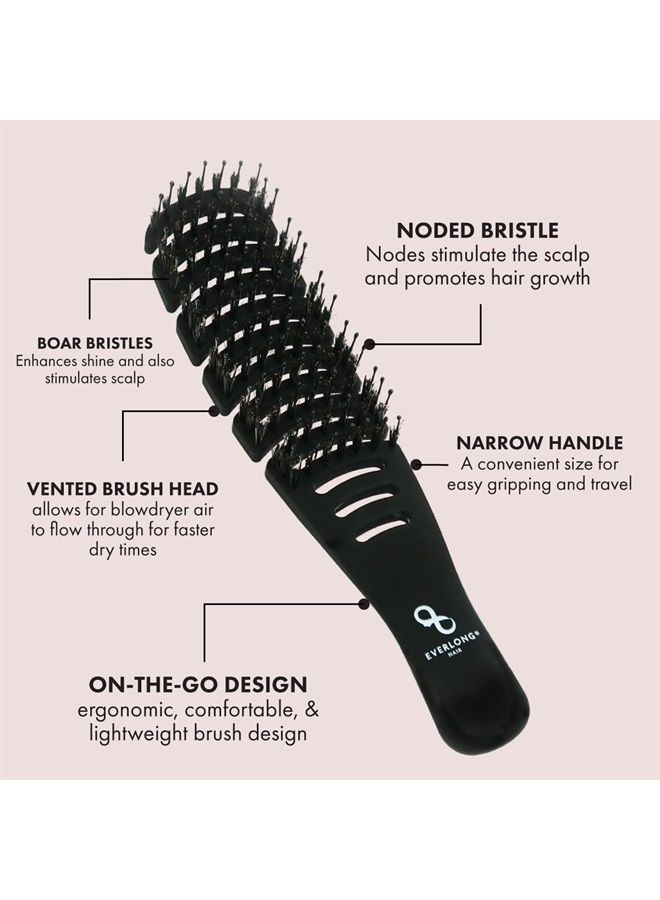 EVERLONG Flex Boar Bristle Brush by Everlong Hair, Flexible Brush for Detangling Wet or Dry Hair, For All Hair Types, Safe for Extensions & Wigs - Image 4