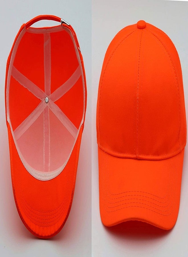 Finix Boys & Girls Cotton Plain Baseball Adjustable Cap (Orange) - Image 2