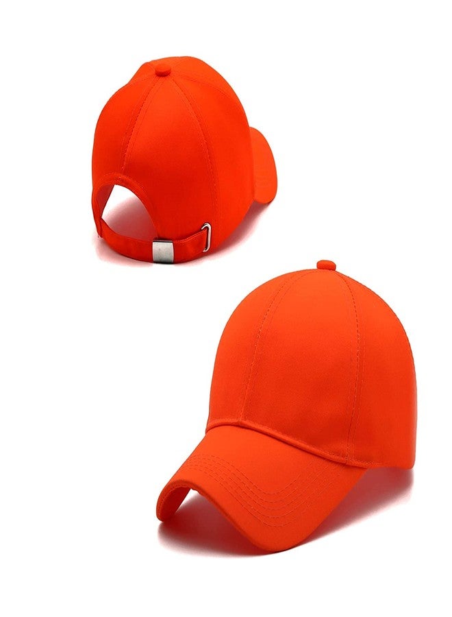 Finix Boys & Girls Cotton Plain Baseball Adjustable Cap (Orange) - Image 1