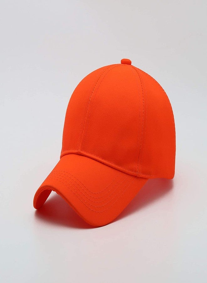 Finix Boys & Girls Cotton Plain Baseball Adjustable Cap (Orange) - Image 3