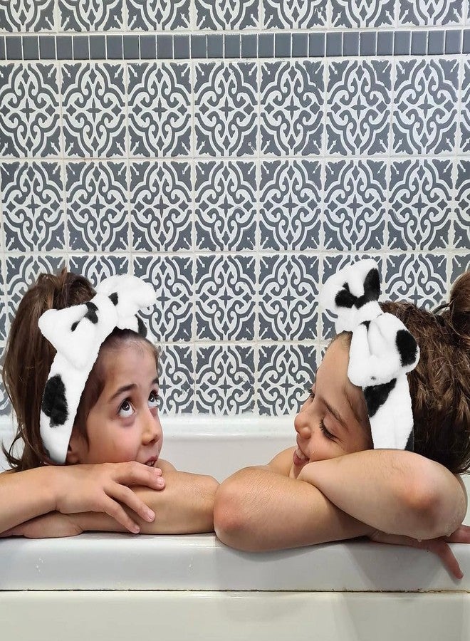 هواتشي طوق رأس هواتشي سبا للنساء لغسل الوجه، بنقشة جلد البقر، غطاء شعر ناعم من الألياف الدقيقة مع فيونكة - طوق رأس للعناية بالبشرة للفتيات، لوضع المكياج، علاجات السبا، هدايا الحفلات - Image 5