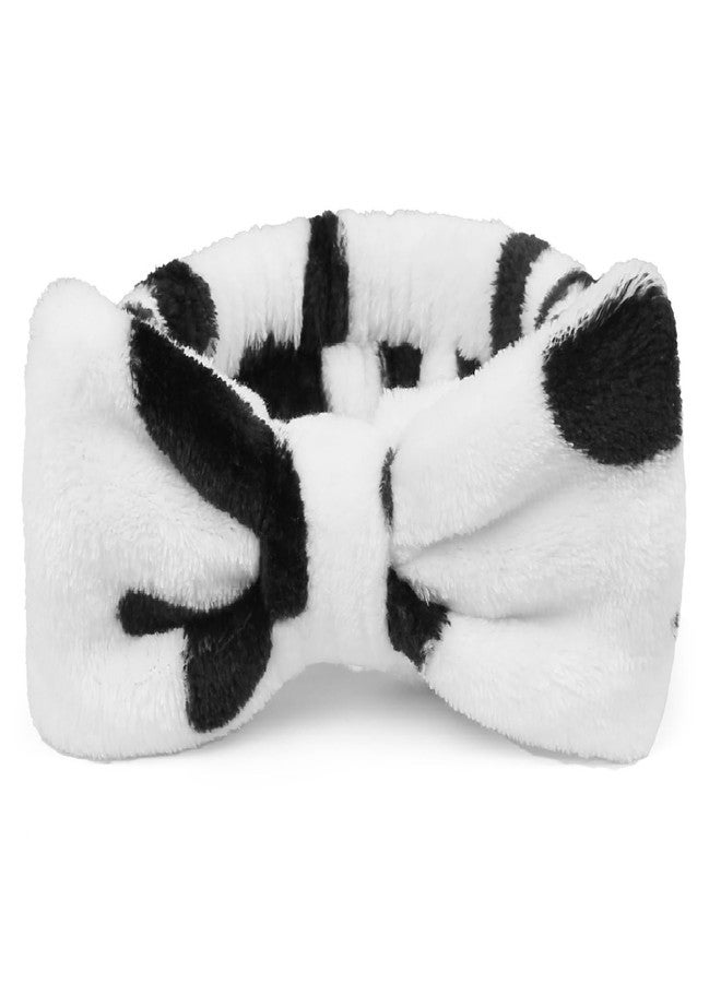 هواتشي طوق رأس هواتشي سبا للنساء لغسل الوجه، بنقشة جلد البقر، غطاء شعر ناعم من الألياف الدقيقة مع فيونكة - طوق رأس للعناية بالبشرة للفتيات، لوضع المكياج، علاجات السبا، هدايا الحفلات - Image 1