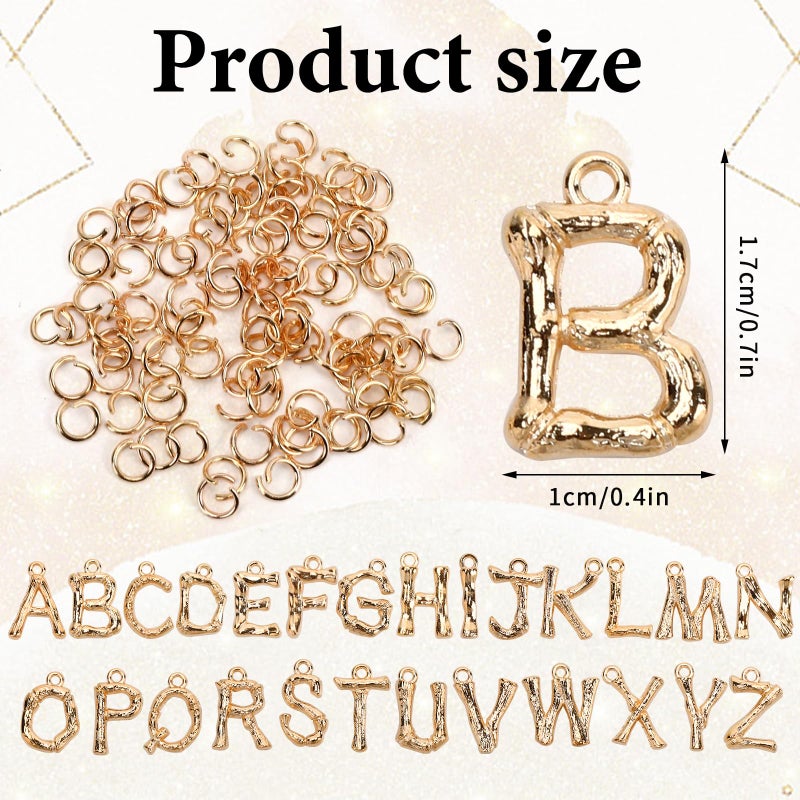 SANNIX 26Pcs Letter Charms, Initial Letter Charms for Jewelry Making, Gold A-Z Alphabet Charm for Bracelet Necklace Earrings Keychain Crafts Making - Image 2