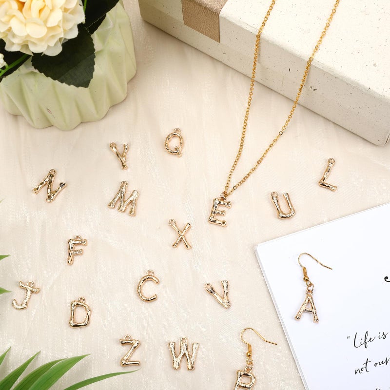 SANNIX 26Pcs Letter Charms, Initial Letter Charms for Jewelry Making, Gold A-Z Alphabet Charm for Bracelet Necklace Earrings Keychain Crafts Making - Image 3