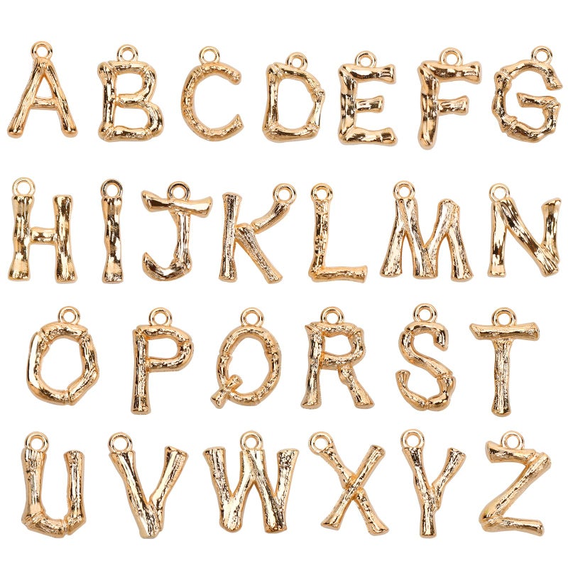 SANNIX 26Pcs Letter Charms, Initial Letter Charms for Jewelry Making, Gold A-Z Alphabet Charm for Bracelet Necklace Earrings Keychain Crafts Making - Image 1
