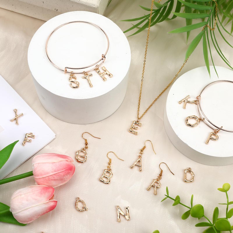 SANNIX 26Pcs Letter Charms, Initial Letter Charms for Jewelry Making, Gold A-Z Alphabet Charm for Bracelet Necklace Earrings Keychain Crafts Making - Image 5