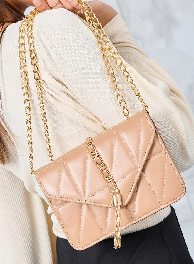 Styli Chain Strap Stitch Detail Shoulder Bag