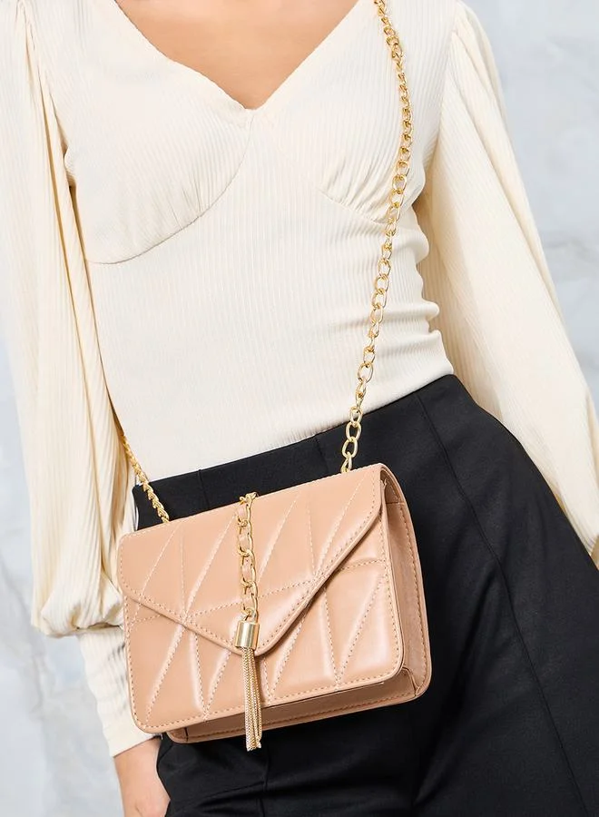 Styli Chain Strap Stitch Detail Shoulder Bag