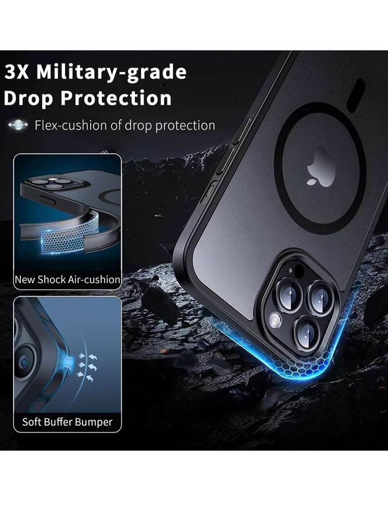 ELTRAZONE iPhone 15 Pro Max Case Cover Compatible with Magsafe Magnetic Designed Shockproof Case Translucent Matte Protective Cover Back Hard Cases with Magnet for iPhone 15 Pro Max Case Black - Image 4