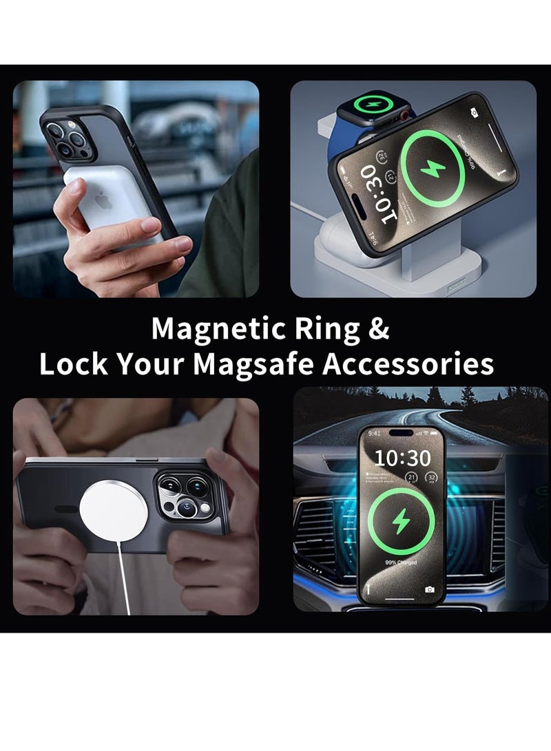 ELTRAZONE iPhone 15 Pro Max Case Cover Compatible with Magsafe Magnetic Designed Shockproof Case Translucent Matte Protective Cover Back Hard Cases with Magnet for iPhone 15 Pro Max Case Black - Image 5