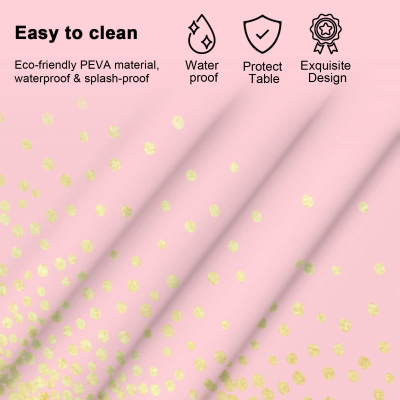 Mulbozy 2 Pcs Pink Tablecloth 54"Ã—108" Gold Dot Pink Table Cloth, Pink Disposable Plastic Tablecover for Birthday, Baby Shower, Picnic, Camping, Event & Partiesâ€¦ - Image 3