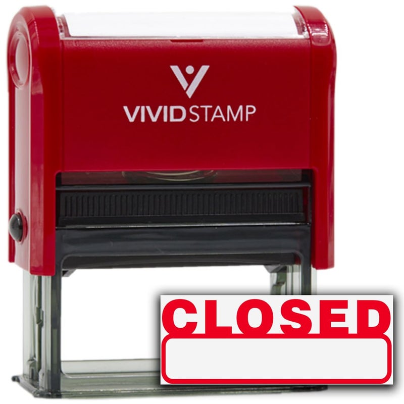 Vivid Stamp Basic Closed Self Inking Rubber Stamp (Red Ink) - X-Large - Image 1