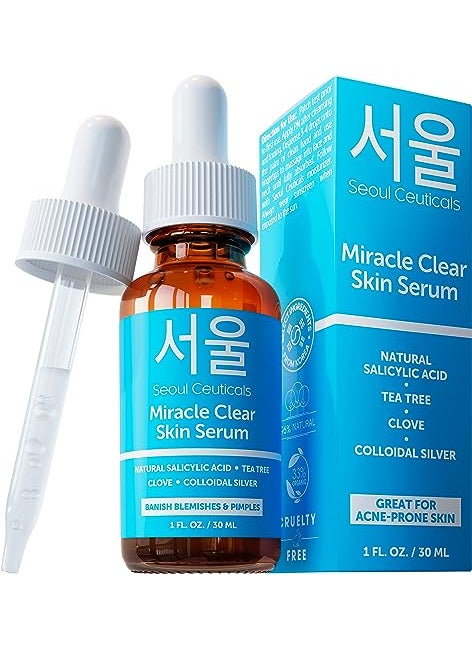 seoulceuticals SeoulCeuticals Korean Acne Serum, Skin Care Treatment for Acne Prone Skin - Rapid Action Salicylic Acid, Tea Tree & Clove For Even Skin Tone 1oz 