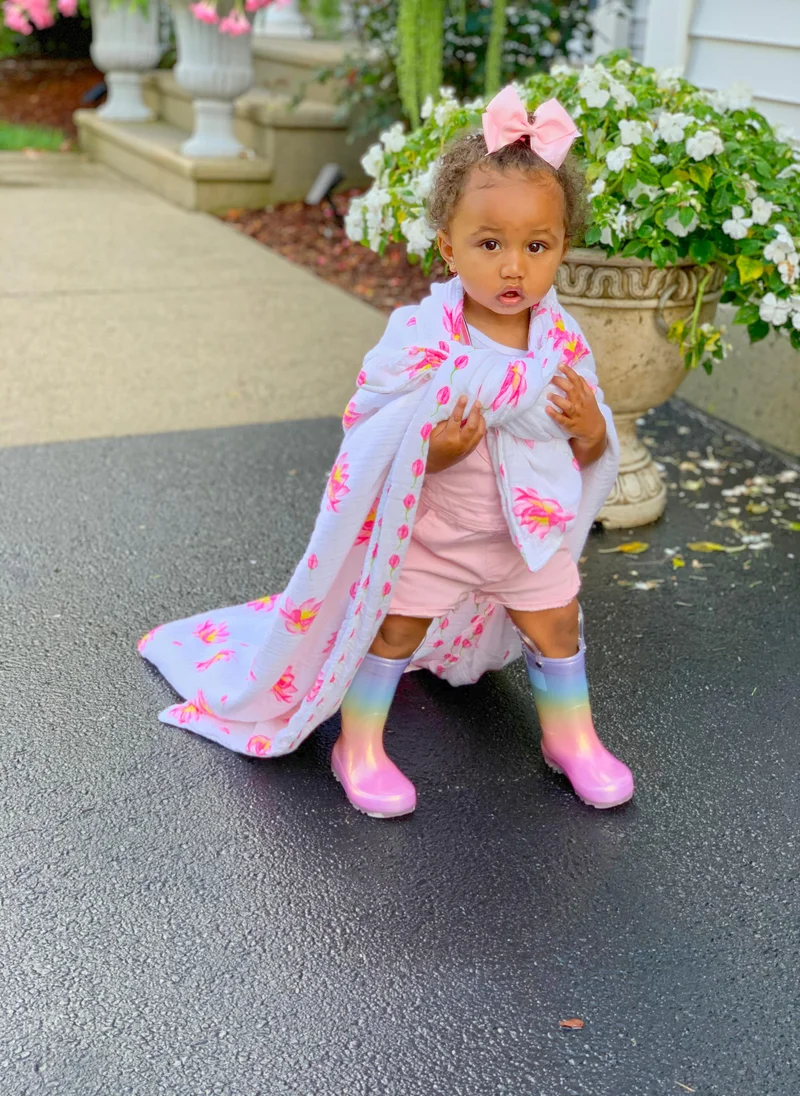 Malabar Baby Organic Muslin Snug Blanket - Lotus Reversible