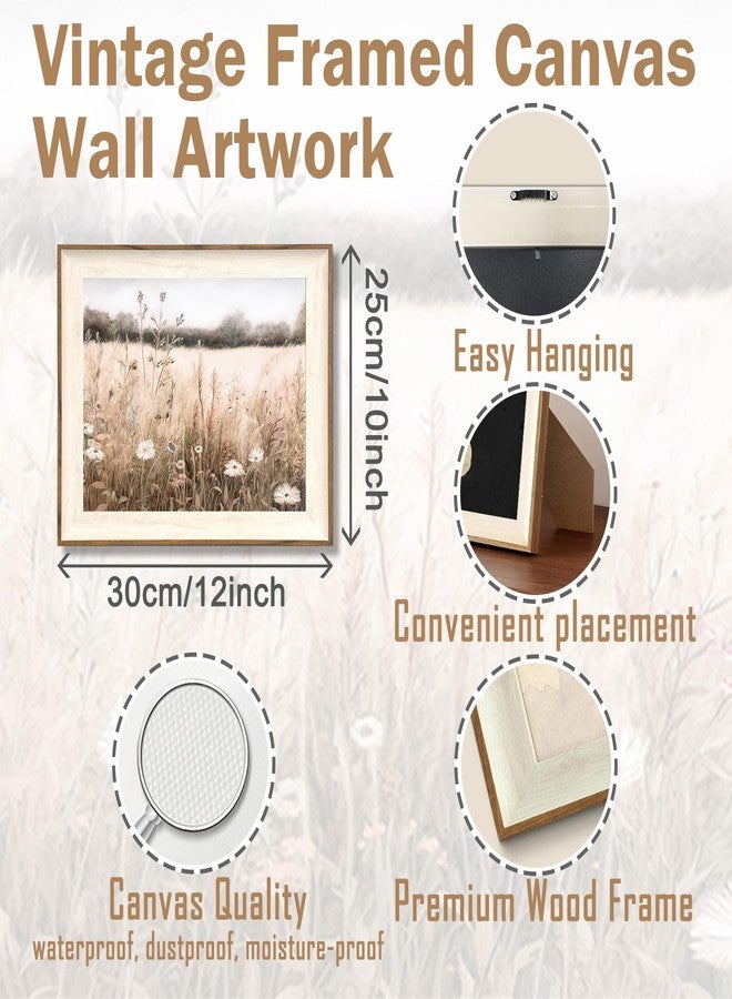 ASTRDECOR Framed Nature Wall Art Prints, Vintage Wildflower Field Landscape Canvas Wall Art Bedroom, Autumn Oil Painting Botanical Wall Art, Plant Pictures Farmhouse Wall Decor Living Room -10''x12'' - Image 2